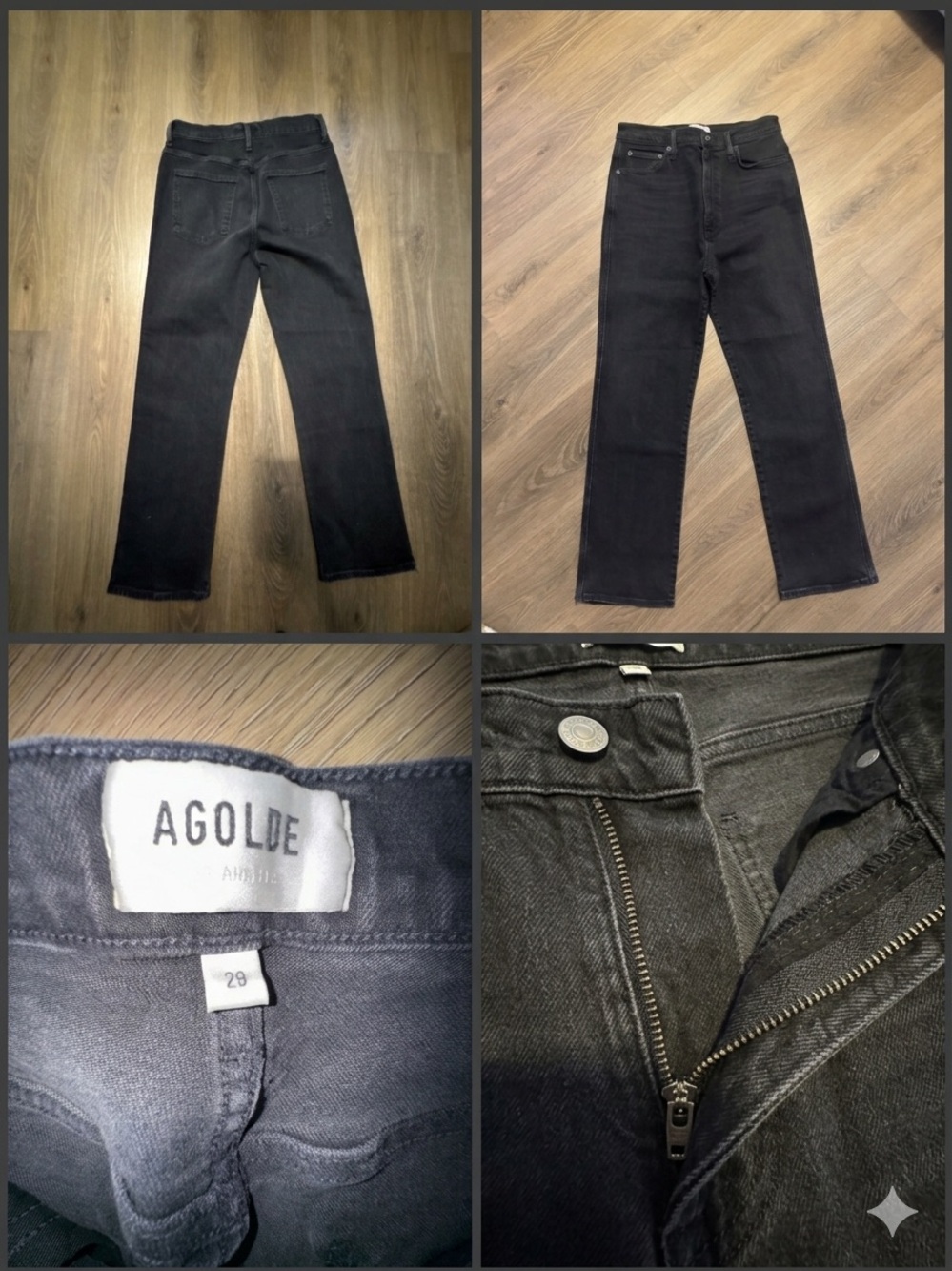 Agolde Charcoal Black High-Rise Straight Jeans